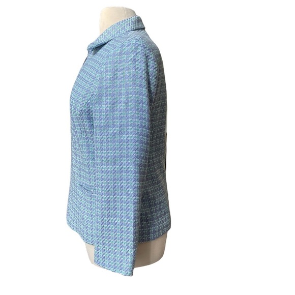 Vintage by Sag Harbor Blue Tweed Full Front Zip Up Blazer Size: 14 - Picture 2 of 9